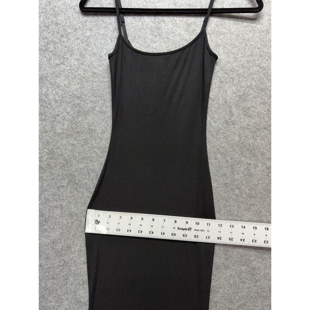 SKIMS Soft Lounge Long Slip Dress Black Ribbed Maxi Gown Small Spaghetti Strap - Picture 5 of 9